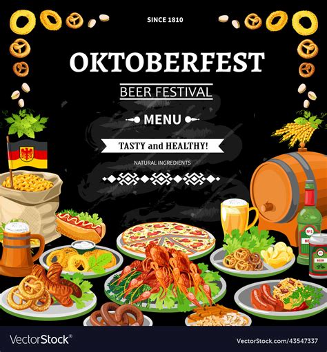 German oktoberfest chalkboard menu flat poster Vector Image