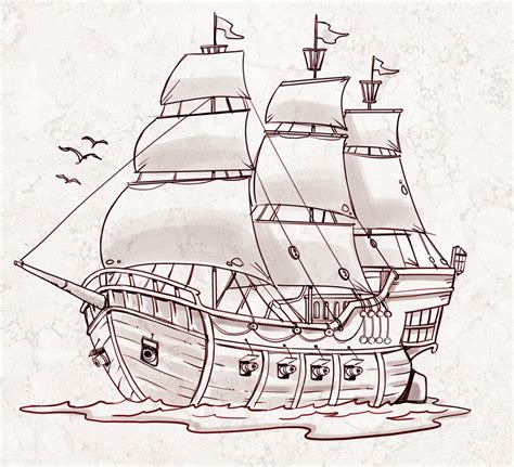 Simple Pirate Ship Drawing at GetDrawings | Free download