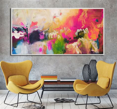 Fuchsia Abstract Painting Print, Vibrant Pink Blue Print, Large Art Print, Wall Art Print ...