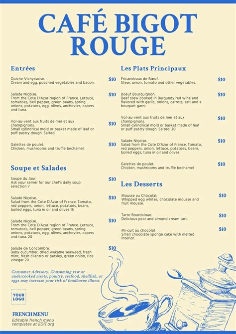 French Bistro Menu