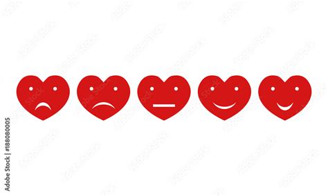 5 red hearts rating emoji, vector illustration Stock Vector | Adobe Stock