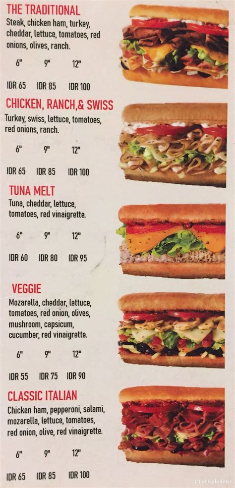 Quiznos Sub Menu