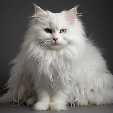 Premium AI Image | a white angora cat on a white background