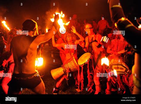 Performers take part in the annual Beltane Fire Festival on Calton Hill, Edinburgh, Scotland ...