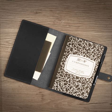 Personalized Distressed Leather Composition Notebook Cover, black, 307 - Extra Studio