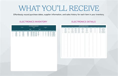 Electronics Inventory Template in MS Excel, Google Sheets - Download ...