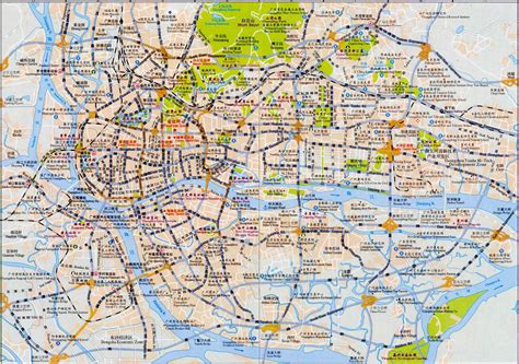 Detailed Tourist Map of Guangzhou City in English & Chinese - Easy Tour China