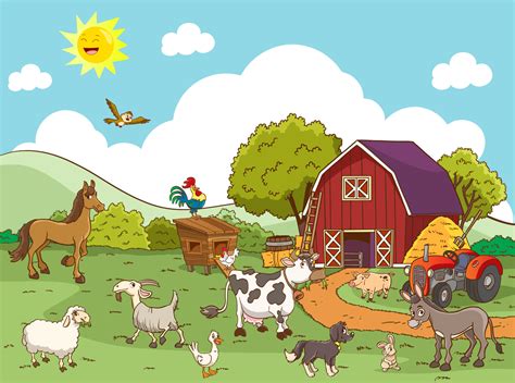 Cartoon farm animals in the farming background 12715944 Vector Art at Vecteezy