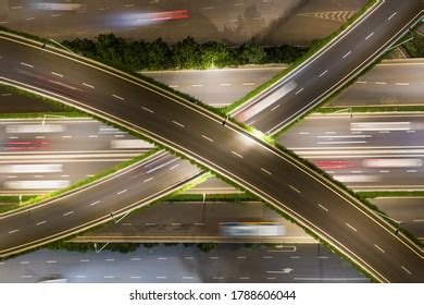 Aerial View Modern Overpass Night Stock Photo 1788606044 | Shutterstock