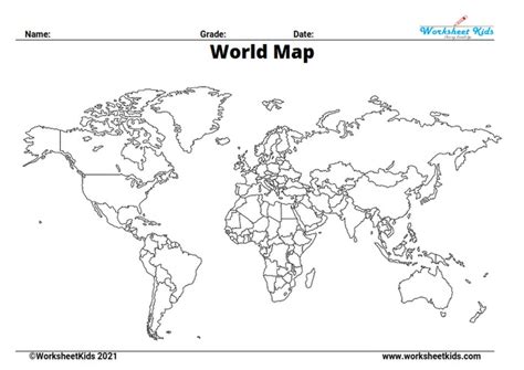 Let's Travel the World: Free Printable Blank Maps for Grades 3 to 8