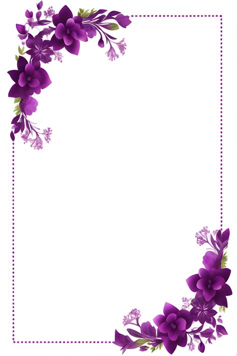 Purple Flower Border Frame PNG Transparent Background Ai Generative 28715090 PNG