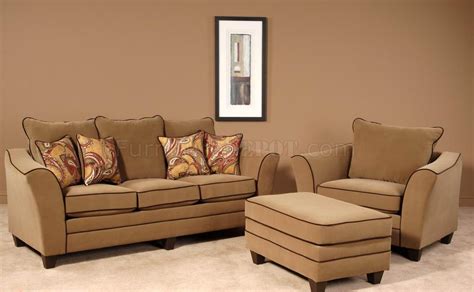 Walnut Fabric Modern Sofa & Chair Set w/Options