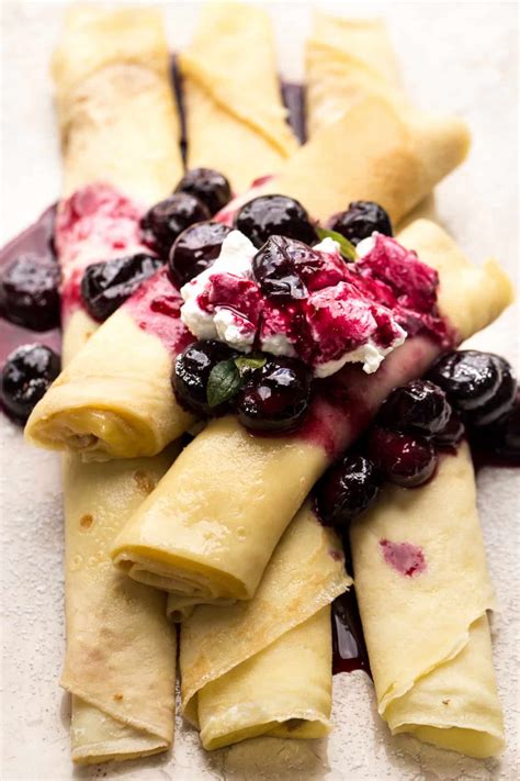 The best crepes recipe with a custard filling, and a blueberry sauce ...