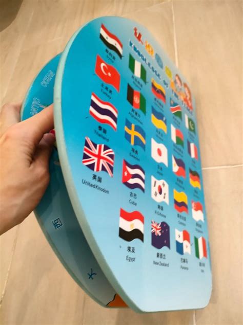 Wooden world map and flags, Hobbies & Toys, Toys & Games on Carousell