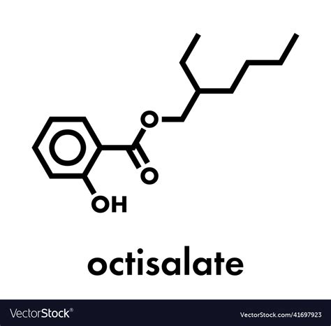 Octyl salicylate octisalate sunscreen molecule uv Vector Image