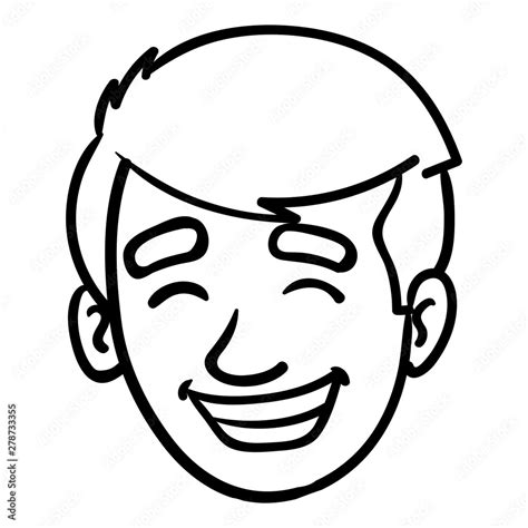 vector cartoon drawing of a head. illustration, cartoon, outline, woman, man, laughing. Stock ...