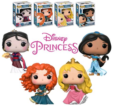 Funko POP! Disney Princesses Bundle (4 POPs) Aurora, Jasmine, Mulan, Merida NEW