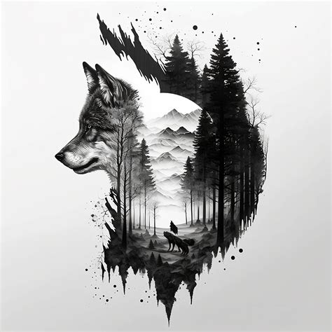 Wolf Tattoo Design White Background PNG File Download High - Etsy Ireland