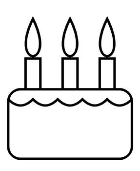 Birthday Cake Coloring Page Printable for Recognition, Hats, and Writing