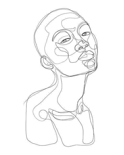 Abstract Black Woman Portrait Line Art Digital Download Art - Etsy Canada