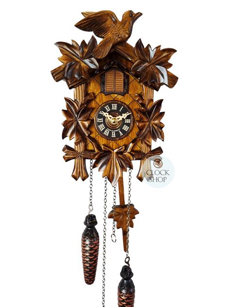 5 Leaf & Bird Battery Carved Cuckoo Clock 22cm By ENGSTLER - Engstler | Clock Shop Australia