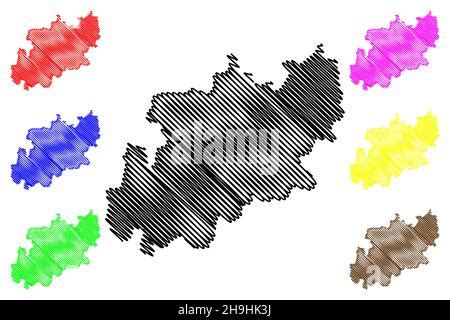 Jhajjar district (Haryana State, Republic of India) map vector illustration, scribble sketch ...