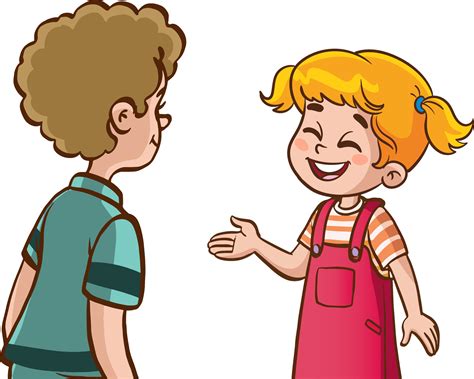 two cute kids talking cartoon vector 26763768 Vector Art at Vecteezy