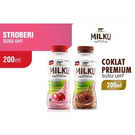 Jual MILKU SUSU UHT COKLAT, STROBERI 200ML | Shopee Indonesia