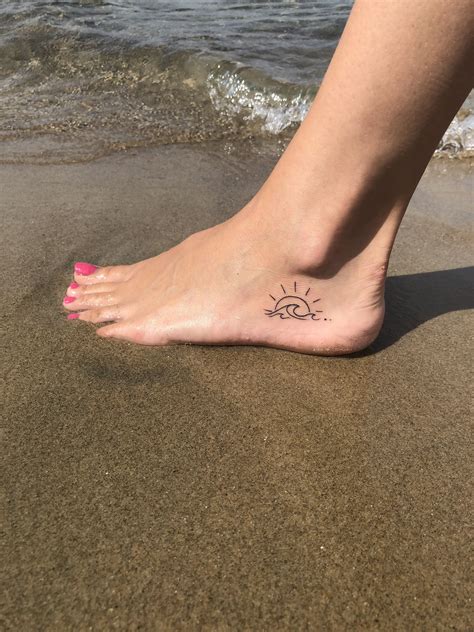 Beach Small Foot Tattoo | Small foot tattoos, Foot tattoos for women ...