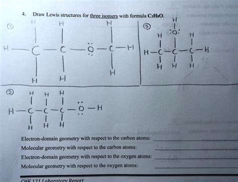 SOLVED: Draw Lewis structures for three isomers with formula C3H8O. Electron domain geometry ...