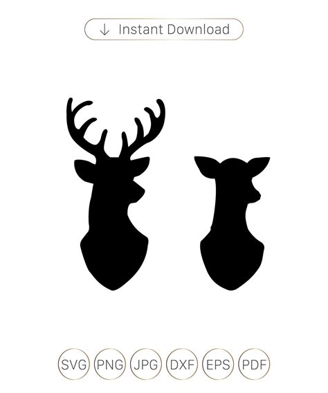 Stag & Doe Head Silhouettes Vector File SVG cut fileDeer SVG | Etsy