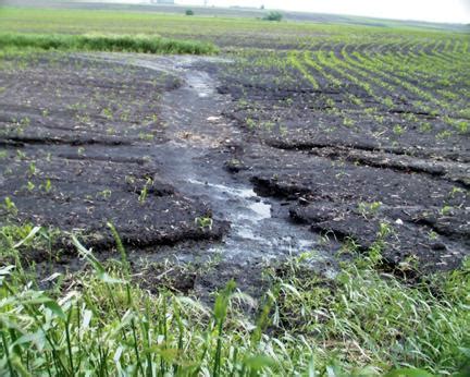 Erosion on conventionally tilled field