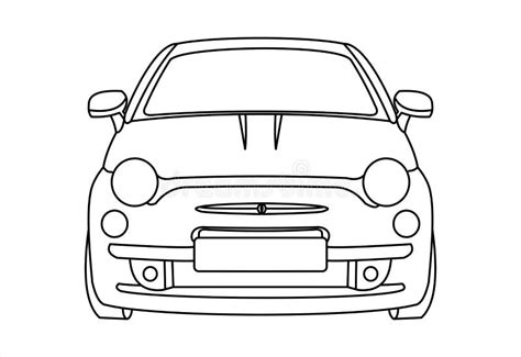 Outline Vector Car Isolated on White Background, Front View Stock Vector - Illustration of ...