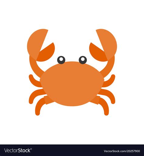 Cute crab cartoon icon flat design Royalty Free Vector Image