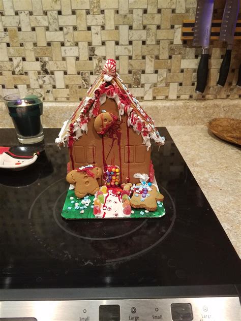 My 15 year old's gingerbread house. For Christmas, she gets therapy! : r/funny