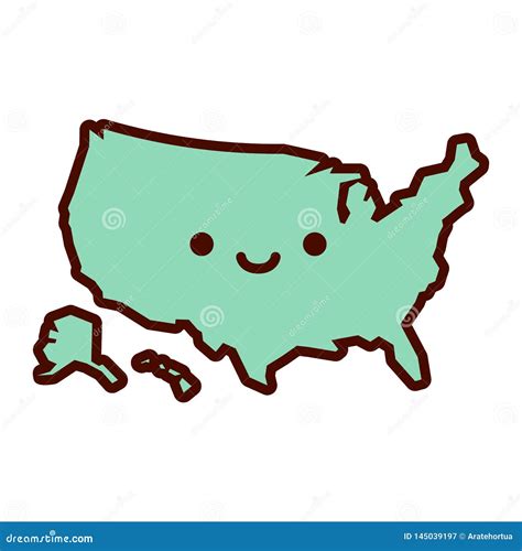 Cartoon USA Map Emoji Icon Isolated Stock Illustration - Illustration ...