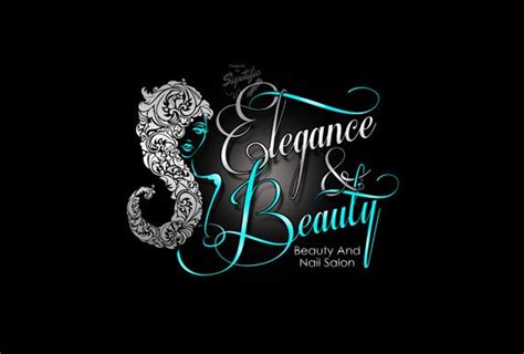 Beauty and Nail Salon Logo Custom Business Logo Silver and