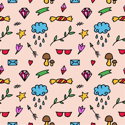 Vector seamless pattern from colored whimsical doodles, abstract background 14604826 Vector Art ...