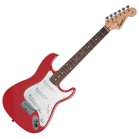 Squier By Fender guitarra eléctrica de Stratocaster Mini 3/4 tamaño, rojo - caja abierta en ...