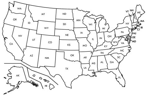 Check List Printable Us Map With State Abbreviations | Click The ...