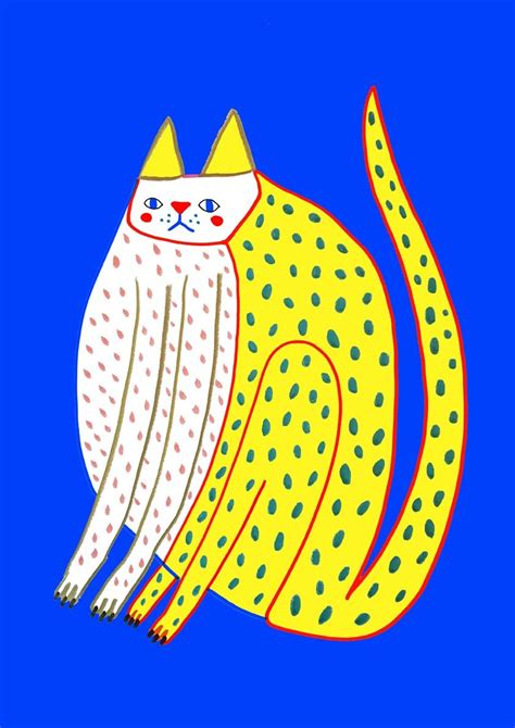 Cat art print by Ashley Percival. Cat Art Print, Yellow Cat, Freelance ...