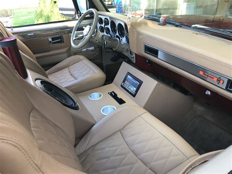 Classic Chevy Truck Interior with Beige Leather Seats