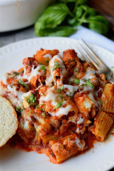 Spicy Italian Sausage Baked Ziti - Butter Your Biscuit