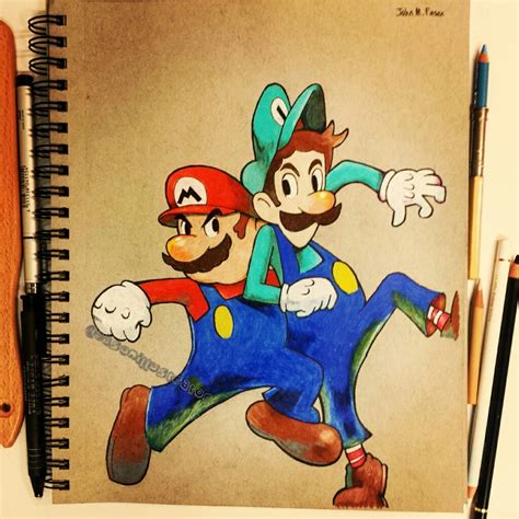 Mario & Luigi Superstar Saga (Color Pencil) – Easonillustrator