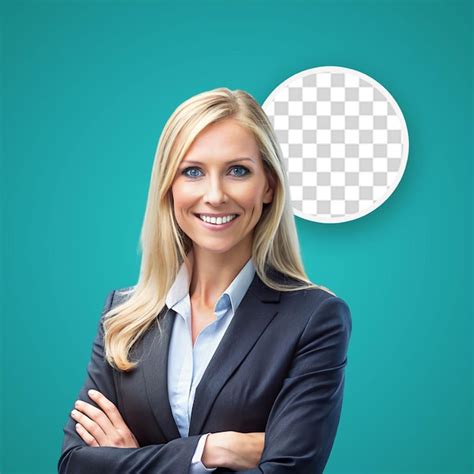 Premium PSD | A woman with her arms crossed and a black and white photo of a smiling woman