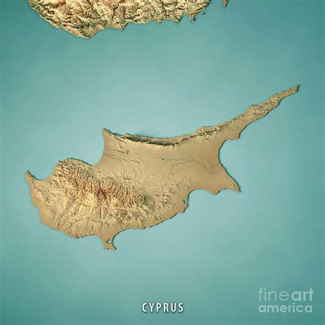 Cyprus Island 3D Render Topographic Map Digital Art by Frank Ramspott ...