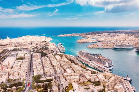 Cruise Ship Liner Port Of Valletta, Malta. Aerial View Photo Stock Image - Image of liner ...