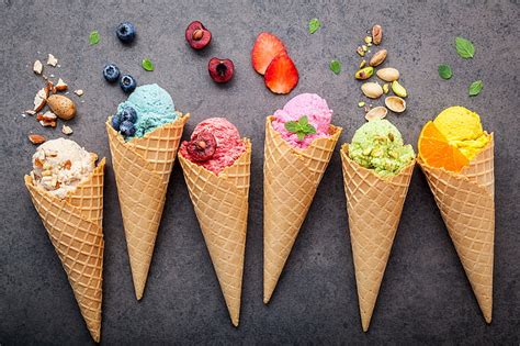 HD wallpaper: ice cream, food, colorful, food and drink, cone, ice cream cone | Wallpaper Flare