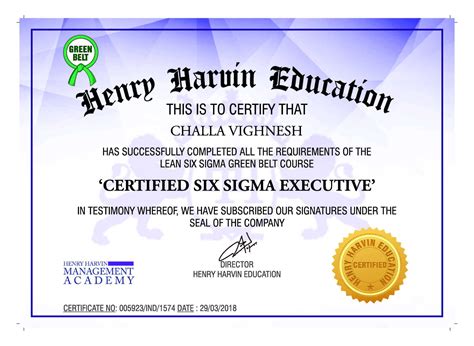 Lean Six Sigma Green Belt Certificationhenry Harvin Within Green Belt ...