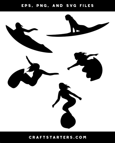 Surfer Girl Clip Art Silhouette